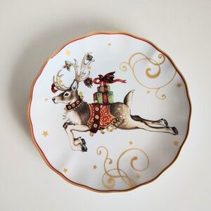 Williams Sonoma ’Twas the Night Before Christmas Reindeer Appetizer Plate Disc.